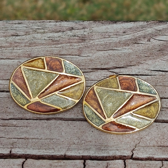 Vintage signed Musi enameled shoe clips - Picture 1 of 8